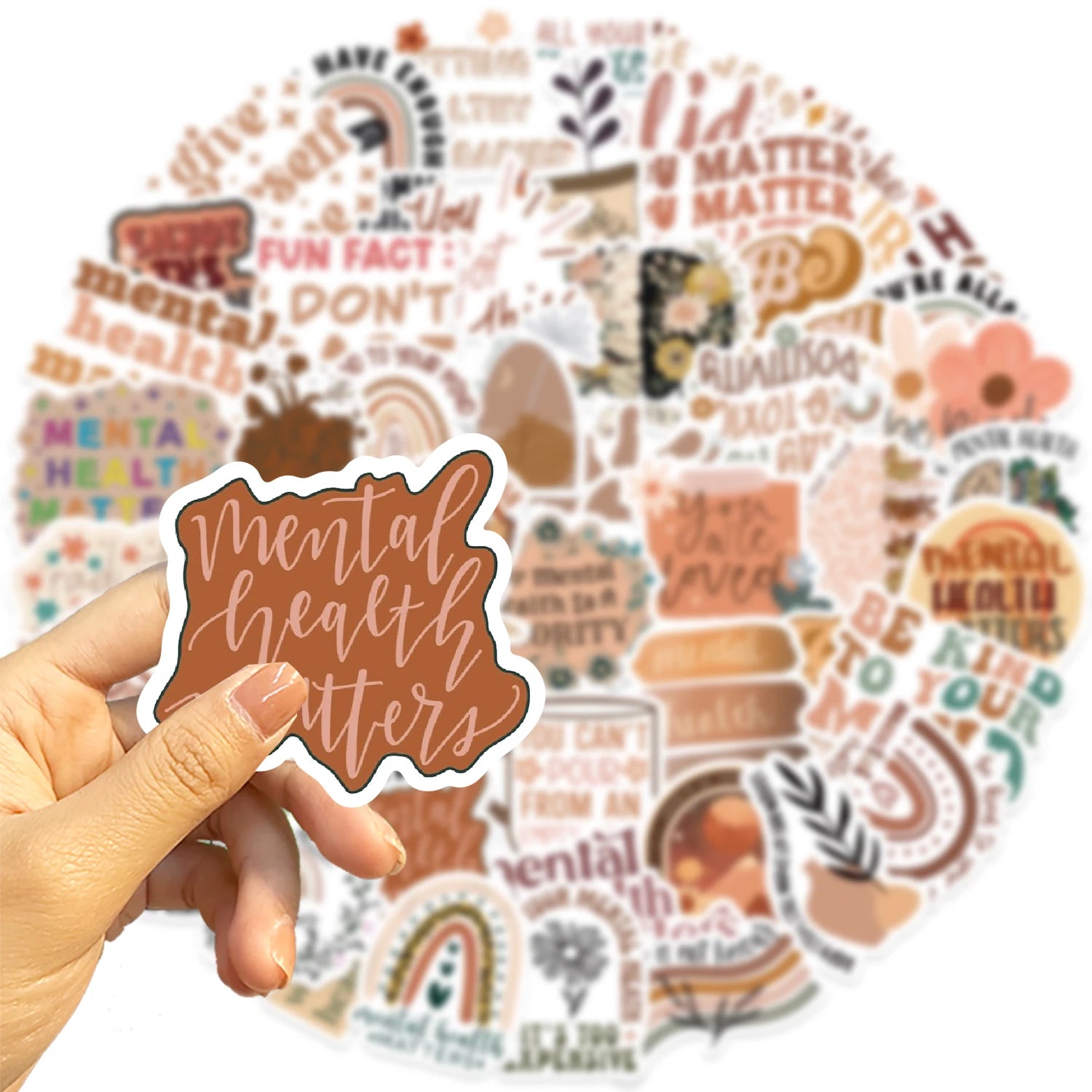 50pcs Mental Health Stickers – Graffiti Decals for Laptop, Water Bottle & More